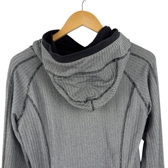 Lululemon Think Fast Hoodie Heathered Herringbone Silver Spoon Black Size 8 - Picture 8 of 14